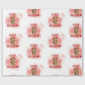Teddy Bear Baby Fireman Boy Baby shower Cadeaupapier (Vlak)