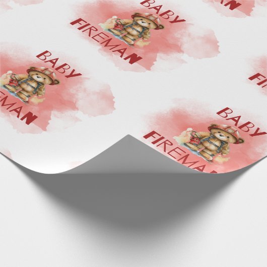 Teddy Bear Baby Fireman Boy Baby shower Cadeaupapier (Hoek)