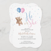 Teddy Bear Baby Gender onthullen Shower Invitation Kaart (Voorkant / Achterkant)