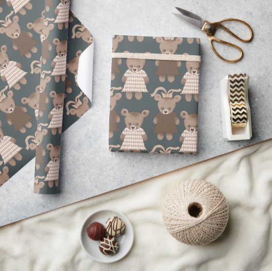 Teddy Bear Baby Girl Baby shower Cadeaupapier (Crafts)