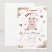 Teddy Bear Baby Girl Baby shower Uitnodiging (Voorkant / Achterkant)