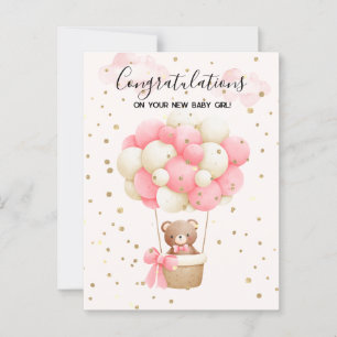Teddy Bear Baby Girl felicitaties Kaart