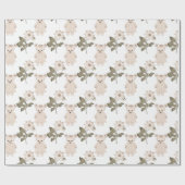 Teddy Bear Baby Girl Floral Neutraal Baby shower Cadeaupapier (Vlak)