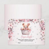 Teddy Bear Baby Girl Pink Flowers Baby shower Informatiekaartje (Voorkant / Achterkant)