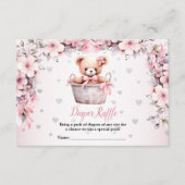 Teddy Bear Baby Girl Pink Flowers Baby shower Informatiekaartje (Voorkant)