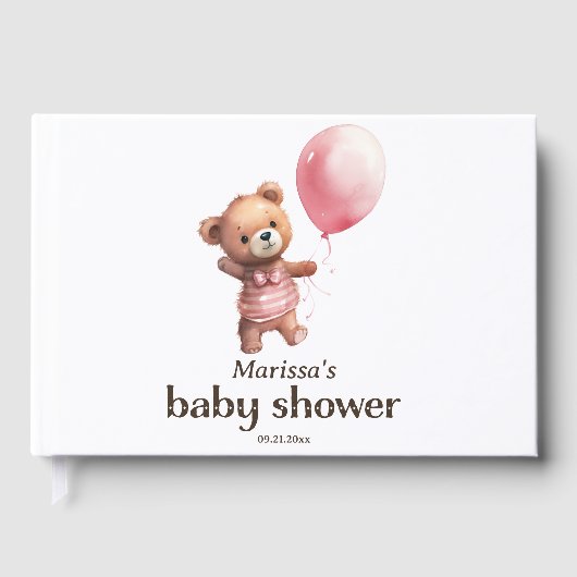 Teddy Bear Baby Girl Shower Gastenboek (Voorkant)