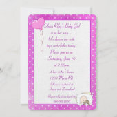 Teddy Bear Baby Girl Shower Kaart (Achterkant)