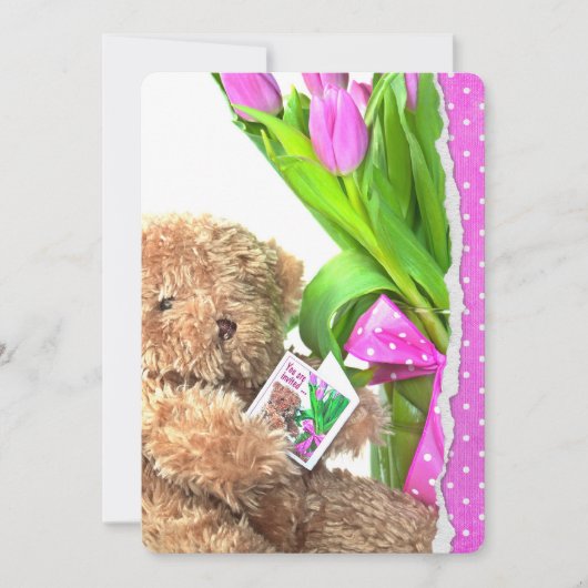 Teddy Bear Baby Girl Shower Kaart (Voorkant)