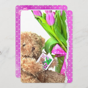 Teddy Bear Baby Girl Shower Kaart