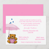 Teddy Bear Baby Girl Sprinkle Shower Uitnodiging (Voorkant / Achterkant)