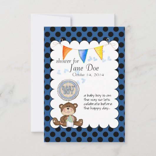 Teddy Bear Baby Invitation Kaart (Voorkant)