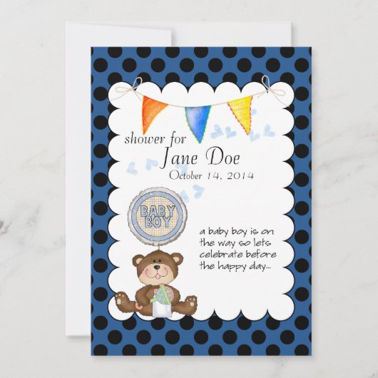 Teddy Bear Baby Invitation Kaart (Voorkant)