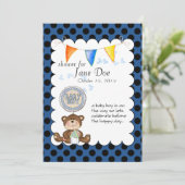 Teddy Bear Baby Invitation Kaart (Staand voorkant)