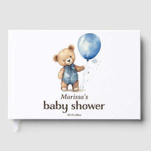 Teddy Bear Baby Jongen Douche Gastenboek (Voorkant)