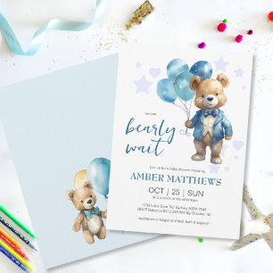 Teddy Bear Baby Jongen Douche Kaart