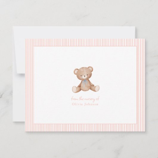 Teddy Bear Baby meisje Baby shower Notitiekaartje (Voorkant)