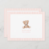 Teddy Bear Baby meisje Baby shower Notitiekaartje (Voorkant / Achterkant)