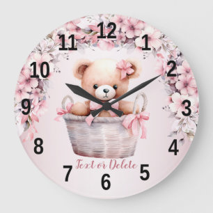 Teddy Bear Baby Meisje Roze Bloemen Elegante Kuike Grote Klok