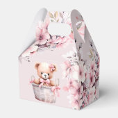 Teddy Bear Baby Meisje Roze Bloemen Party Elegant Bedankdoosjes (Achterkant)