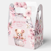 Teddy Bear Baby Meisje Roze Bloemen Party Elegant Bedankdoosjes (Geopend)