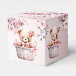 Teddy Bear Baby Meisje Roze Bloemen Party Elegant Bedankdoosjes
