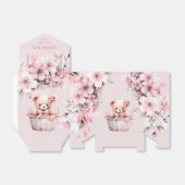 Teddy Bear Baby Meisje Roze Bloemen Party Elegant Bedankdoosjes (Uitgevouwen)