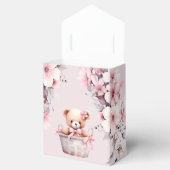 Teddy Bear Baby Meisje Roze Bloemen Party Elegant Bedankdoosjes (Geopend)
