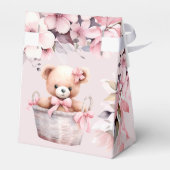 Teddy Bear Baby Meisje Roze Bloemen Party Elegant Bedankdoosjes (Achterkant)