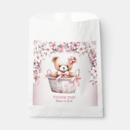 Teddy Bear Baby Meisje Roze Bloemen Party Elegant Bedankzakje