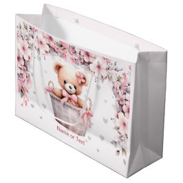 Teddy Bear Baby Meisje Roze Bloemen Party Elegant Groot Cadeauzakje