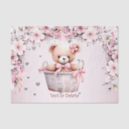 Teddy Bear Baby Meisje Roze Bloemen Party Elegant Tissuepapier