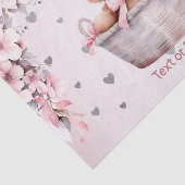 Teddy Bear Baby Meisje Roze Bloemen Party Elegant Tissuepapier (Detail)