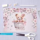 Teddy Bear Baby Meisje Roze Bloemen Party Elegant Tissuepapier (Craft)