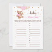 Teddy Bear Baby Naam Race Baby shower Game Kaart (Voorkant)