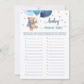Teddy Bear Baby Naam Race Baby shower Game Kaart (Voorkant)