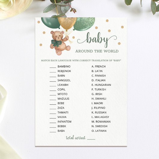 Teddy Bear Baby Over De Wereld Baby shower Kaart