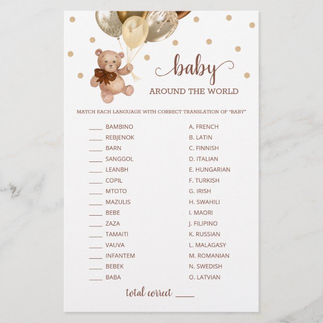 Teddy Bear Baby over het wereldspel (Voorkant)