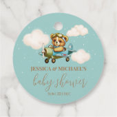 Teddy Bear Baby Pilot Vliegtuig Baby shower Bedankjes Labels (Achterkant)