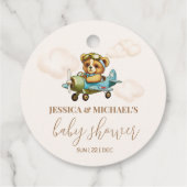 Teddy Bear Baby Pilot Vliegtuig Baby shower Bedankjes Labels (Achterkant)