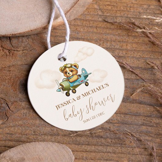 Teddy Bear Baby Pilot Vliegtuig Baby shower Bedankjes Labels