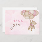 Teddy Bear Baby Pink Bedankkaart (Voorkant / Achterkant)