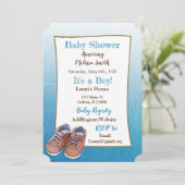 Teddy Bear Baby Shoes Baby Douche Uitnodigingen (Staand voorkant)