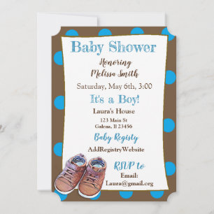 Teddy Bear Baby Shoes Baby Douche Uitnodigingen