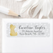 Teddy Bear Baby shower Adres Label grijs & bruin (Insitu)