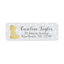 Teddy Bear Baby shower Adres Label grijs & bruin