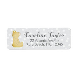 Teddy Bear Baby shower Adres Label grijs & bruin