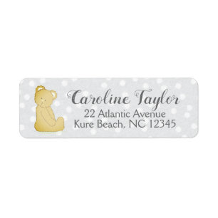 Teddy Bear Baby shower Adres Label grijs & bruin
