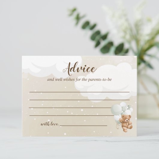 Teddy Bear Baby shower Advice Kaarten (Staand voorkant)