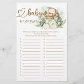 Teddy Bear Baby shower Baby Naam Race Game (Voorkant)