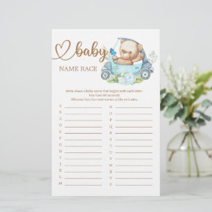 Teddy Bear Baby shower Baby Naam Race Game